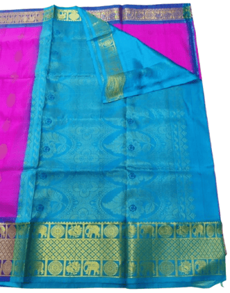 Pink and Blue Kanjivaram Silk Saree Pink and Blue Kanjivaram Silk Saree