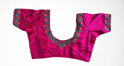 Pink Hand Embroidered Blouse with Floral Detailing Pink Hand Embroidered Blouse with Floral Detailing