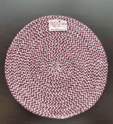 BulkySanta Cotton Place mats 22 cm (9") Round Table Mats, Heat Resistant, Reversible Use, Washable (Maroon) (Pack of 1)