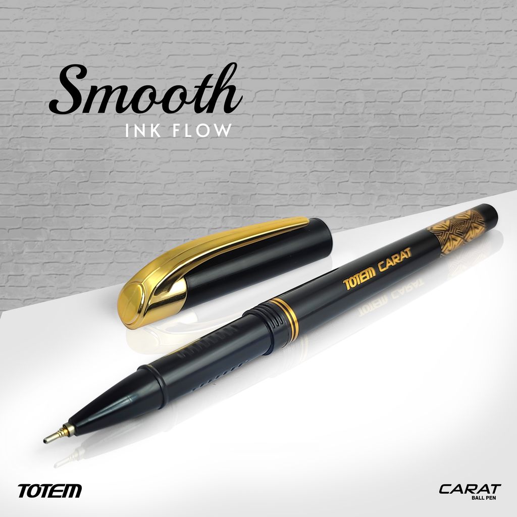 Totem Carat Tumbler | 50 Pens (42 Blue Ink & 8 Black Ink) | Elegant Body Design | Golden Clip | 0.7 mm Tip | Pens for Writing | Ideal for Students and Exams Use | Smooth Ink Flow | Office Stationary