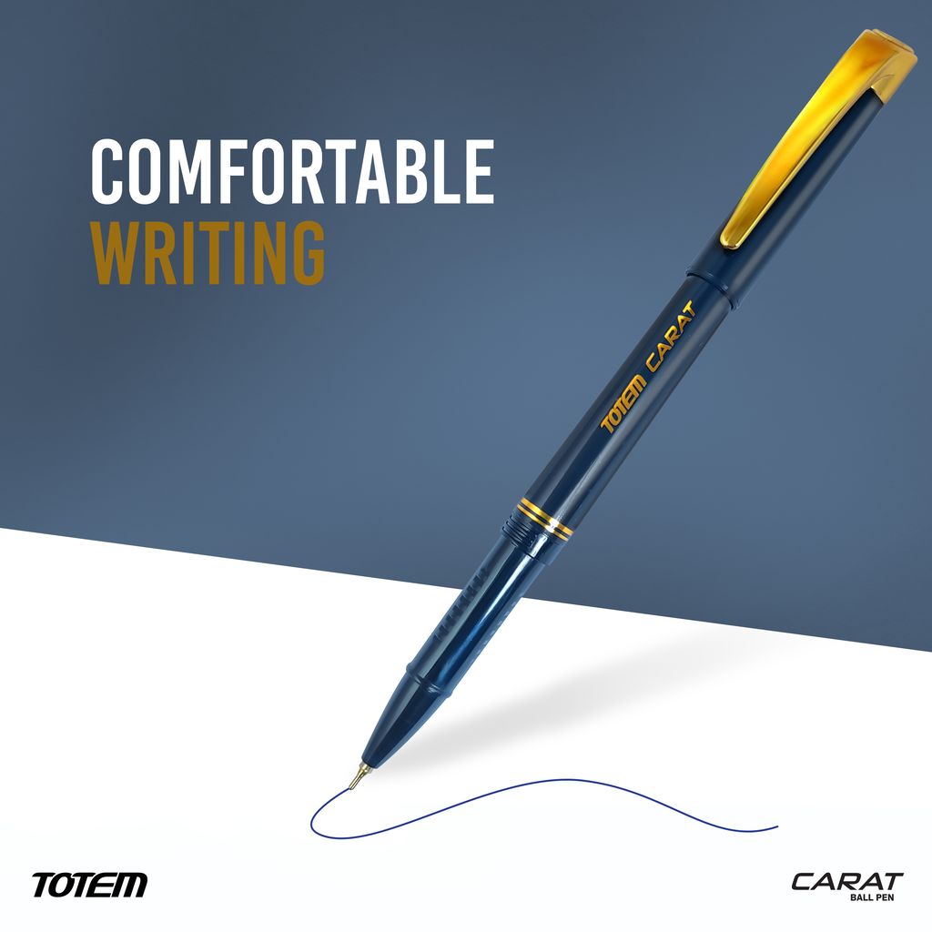 Totem Carat Tumbler | 50 Pens (42 Blue Ink & 8 Black Ink) | Elegant Body Design | Golden Clip | 0.7 mm Tip | Pens for Writing | Ideal for Students and Exams Use | Smooth Ink Flow | Office Stationary