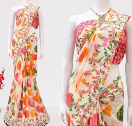  Georgette Saree With Blouse Piece