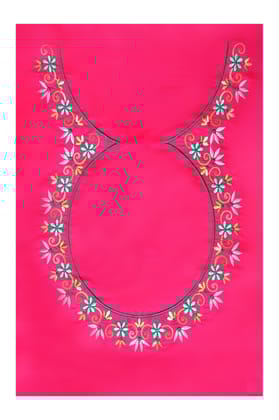 Punch Pink embroidered blouse - Un Stiched Blouse - 1 Meter