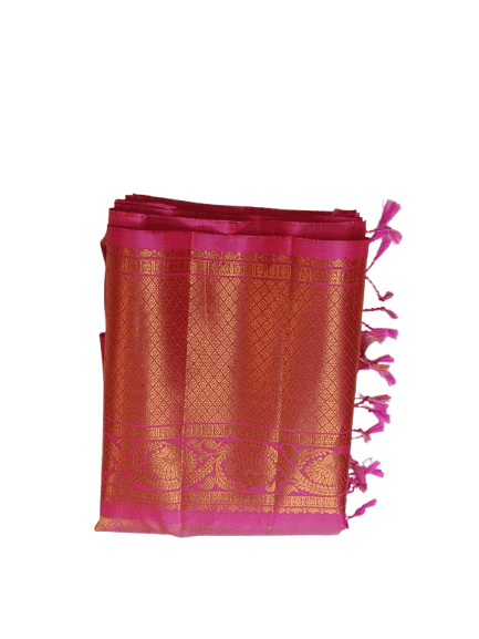 Pink Banarasi Silk Saree With Golden Zari Border
