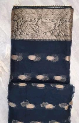 Black Saree With Golden Bordered
