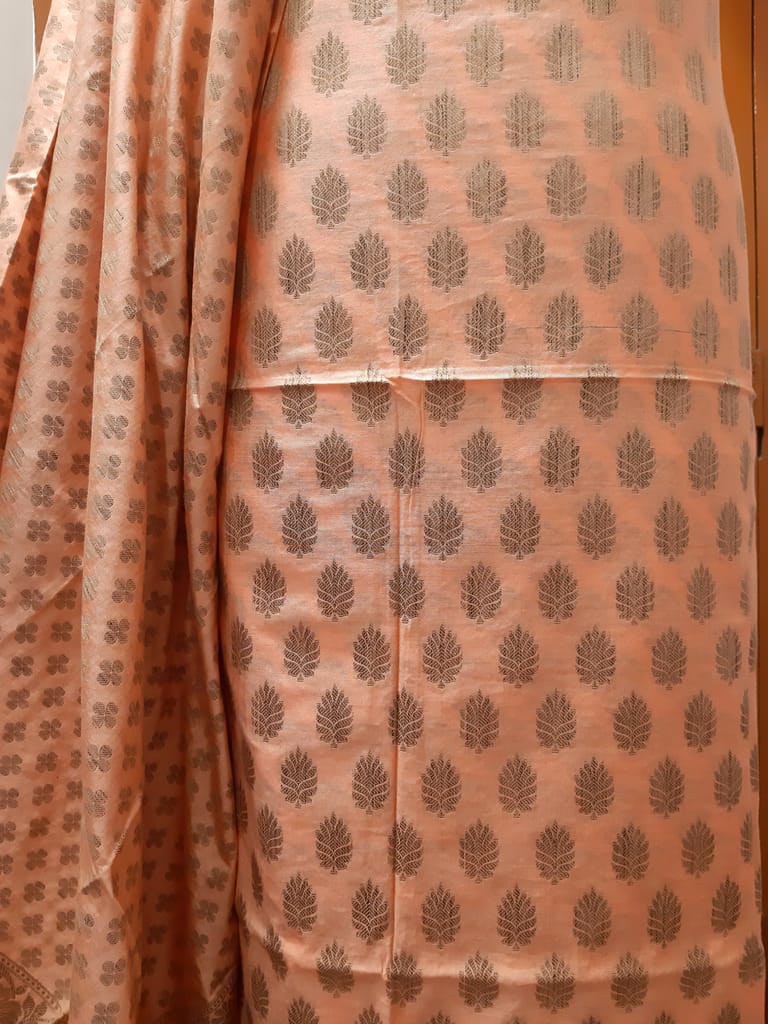 Naveera Women's Banarasi Cotton Unstitched Salwar Suit Dress Material With Cotton Dupatta