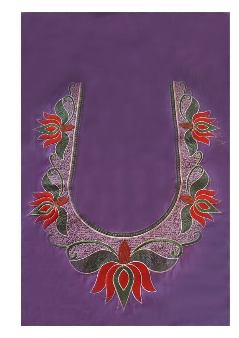 Light Purple embroidered blouse - Un Stiched Blouse - 1 Meter