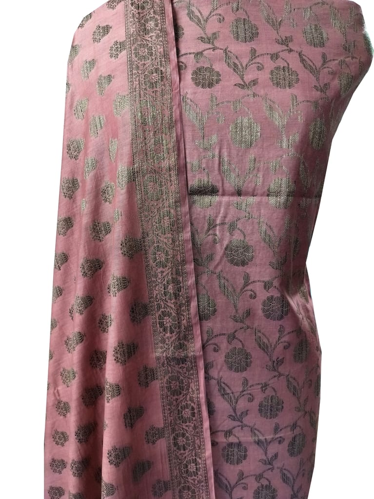 Naveera Women's Cotton Silk Banarasi Unstitched Salwar Suit Dress Material With Cotton Dupatta