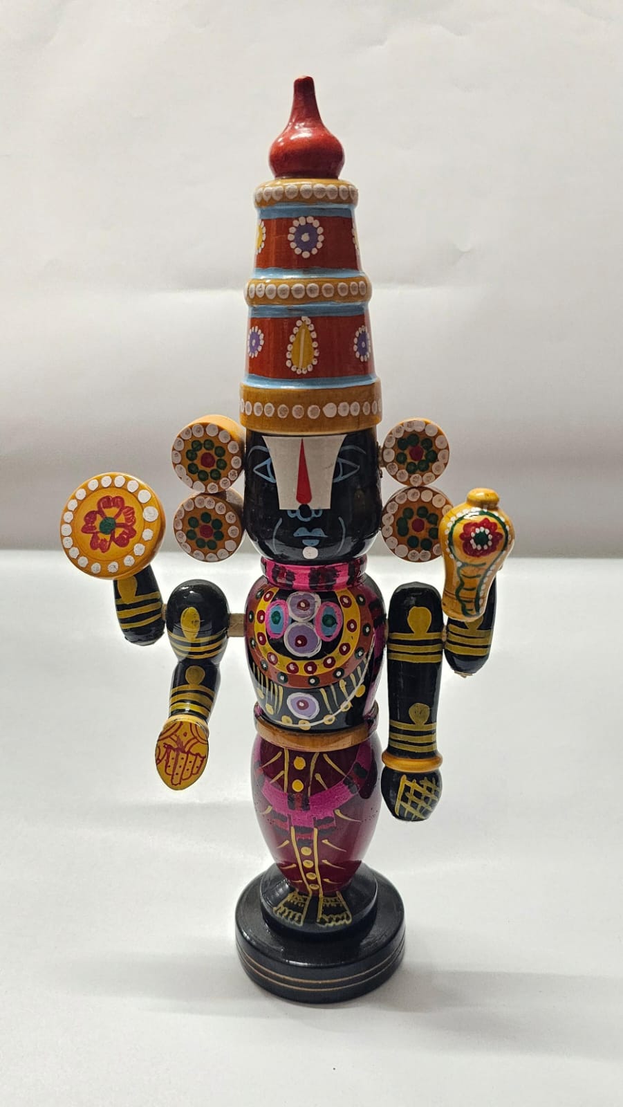  Wooden Hand Painted Vishnu Idol