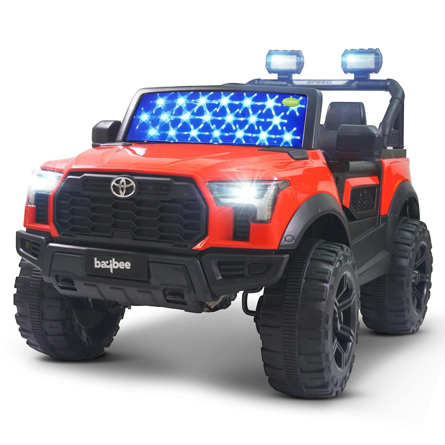 The product title could be: "Kids Ride On Car, 12V Electric Ride On Truck with Remote Control, 3 Speeds, LED Lights, Music, Suitable for 3-8 Years Old Boys and Girls"