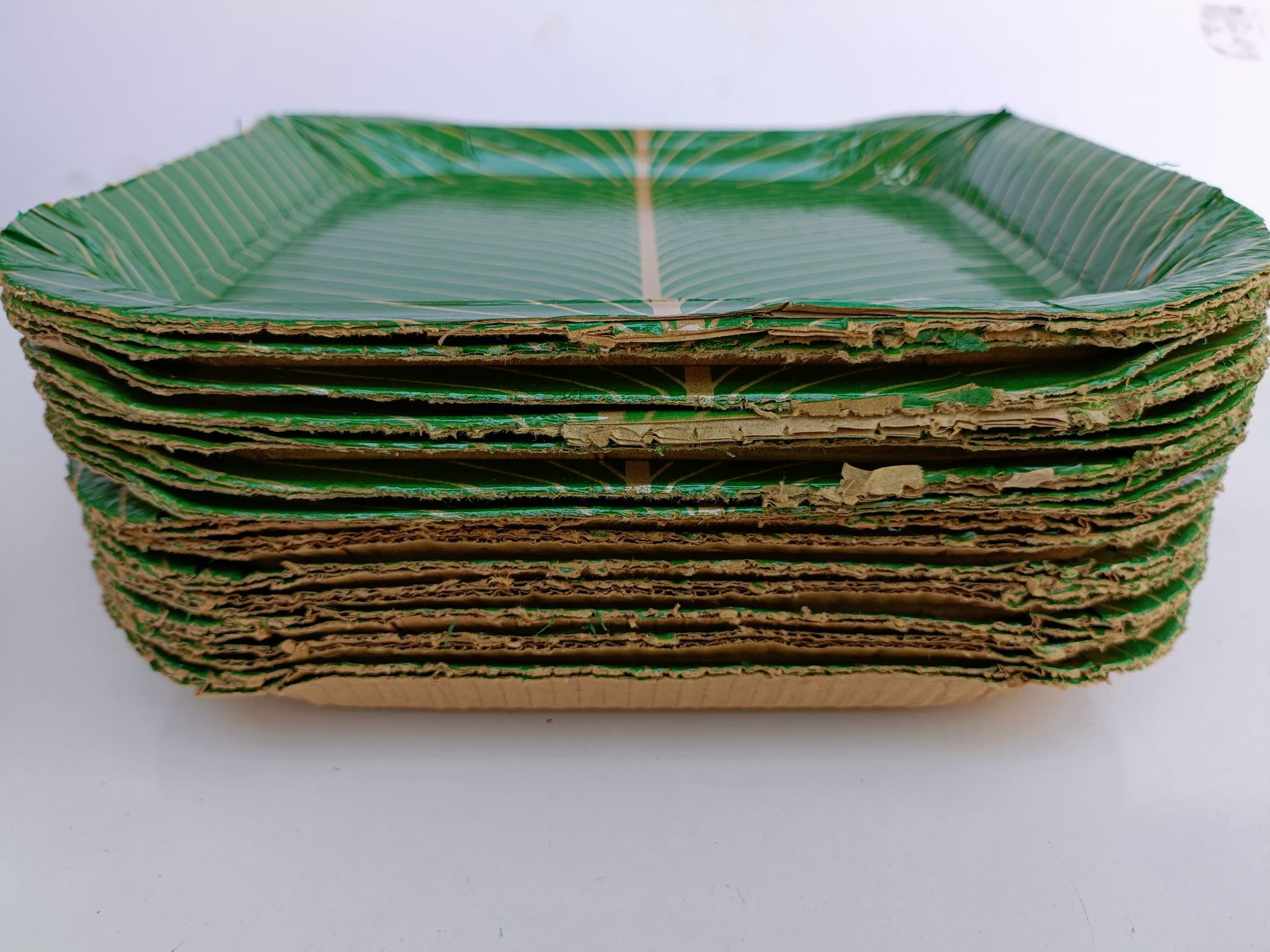 Ecofriendly-Disposable Coated Sqare Paper Plates Thali (Green, 12 inches) -Set of 100 Pieces