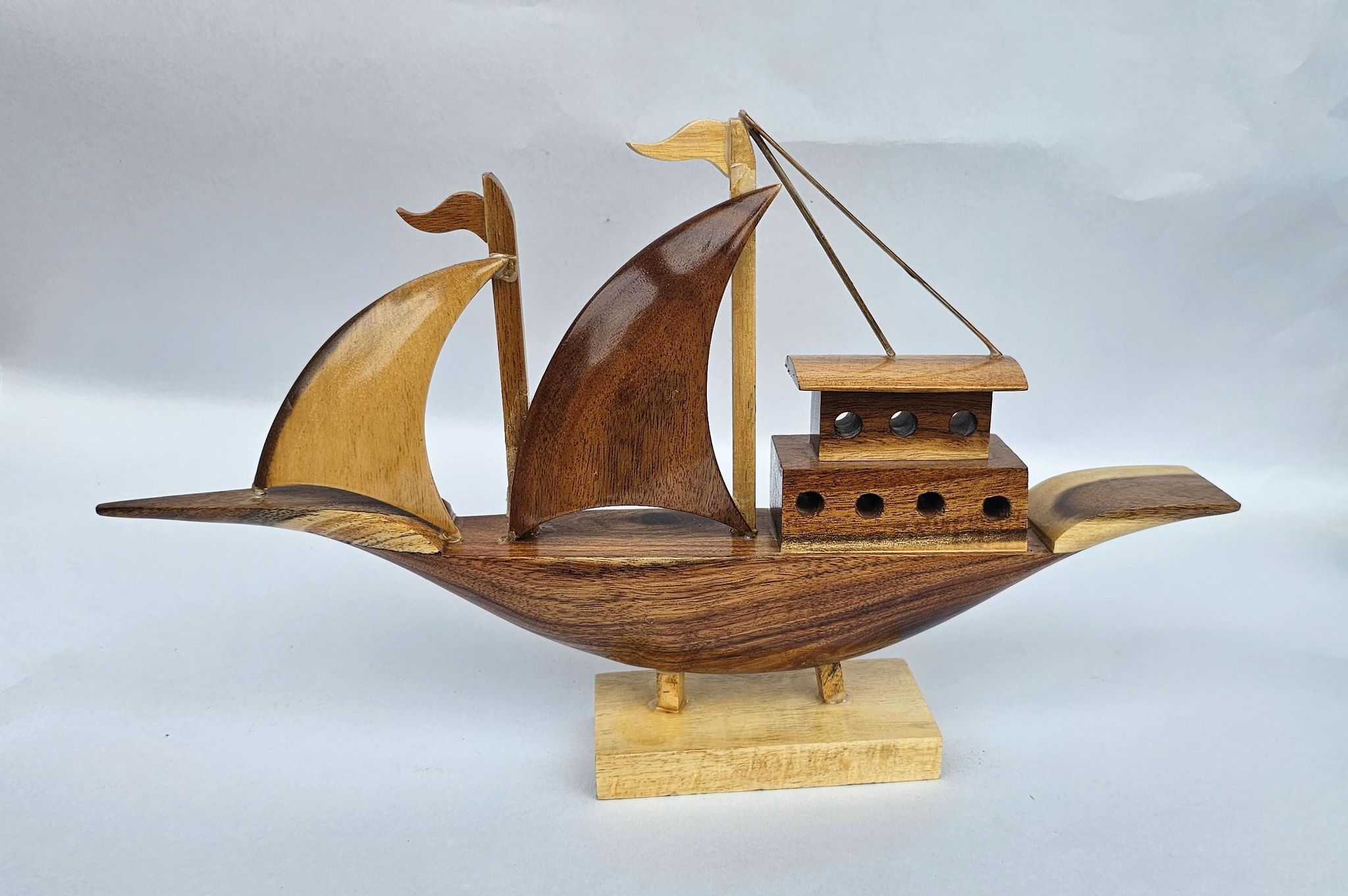 Decorative Wooden Sailboat Sculpture