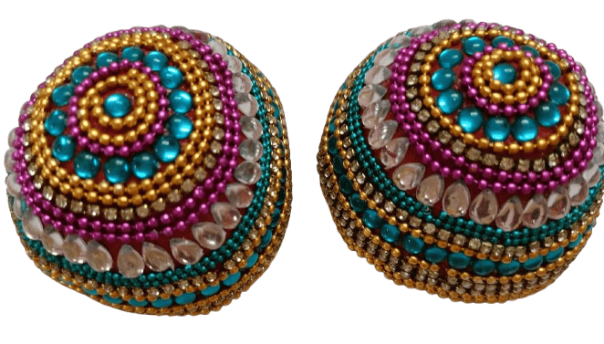 MULTI COLOUR RHINESTONE STUDDED COCONUT SHELL BALLS
