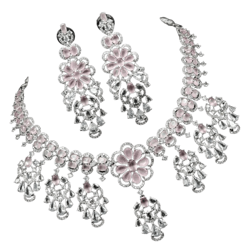  Stunning Cubic Zirconia Bridal Jewelry Set in Silver