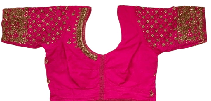 Premium Women Embroidered Pink  Blouse With Zari Work 2025 at ShopCircuit | ONDC