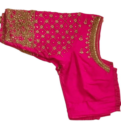 Premium Women Embroidered Pink  Blouse With Zari Work 2025 at ShopCircuit | ONDC