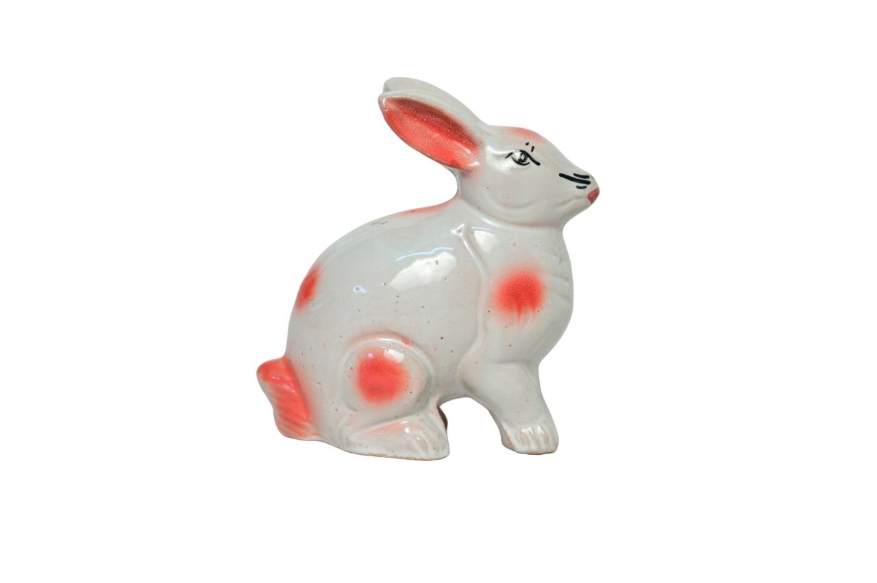 Vintage Speckled Bunny Rabbit Ceramic Figurine