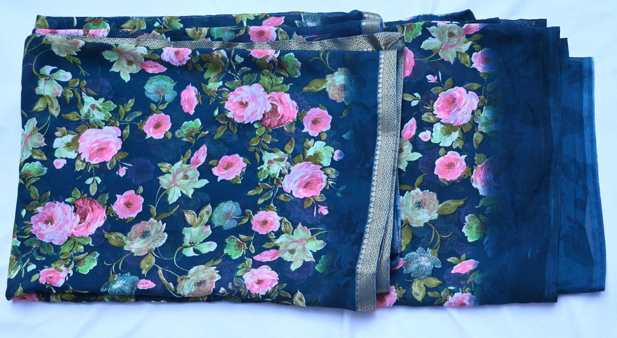 Saritha Sarees Georgette Saree With Blouse Piece, Floral Printed Saree, Party Wear Saree, Wedding Saree, Indian Saree, Saree For Women