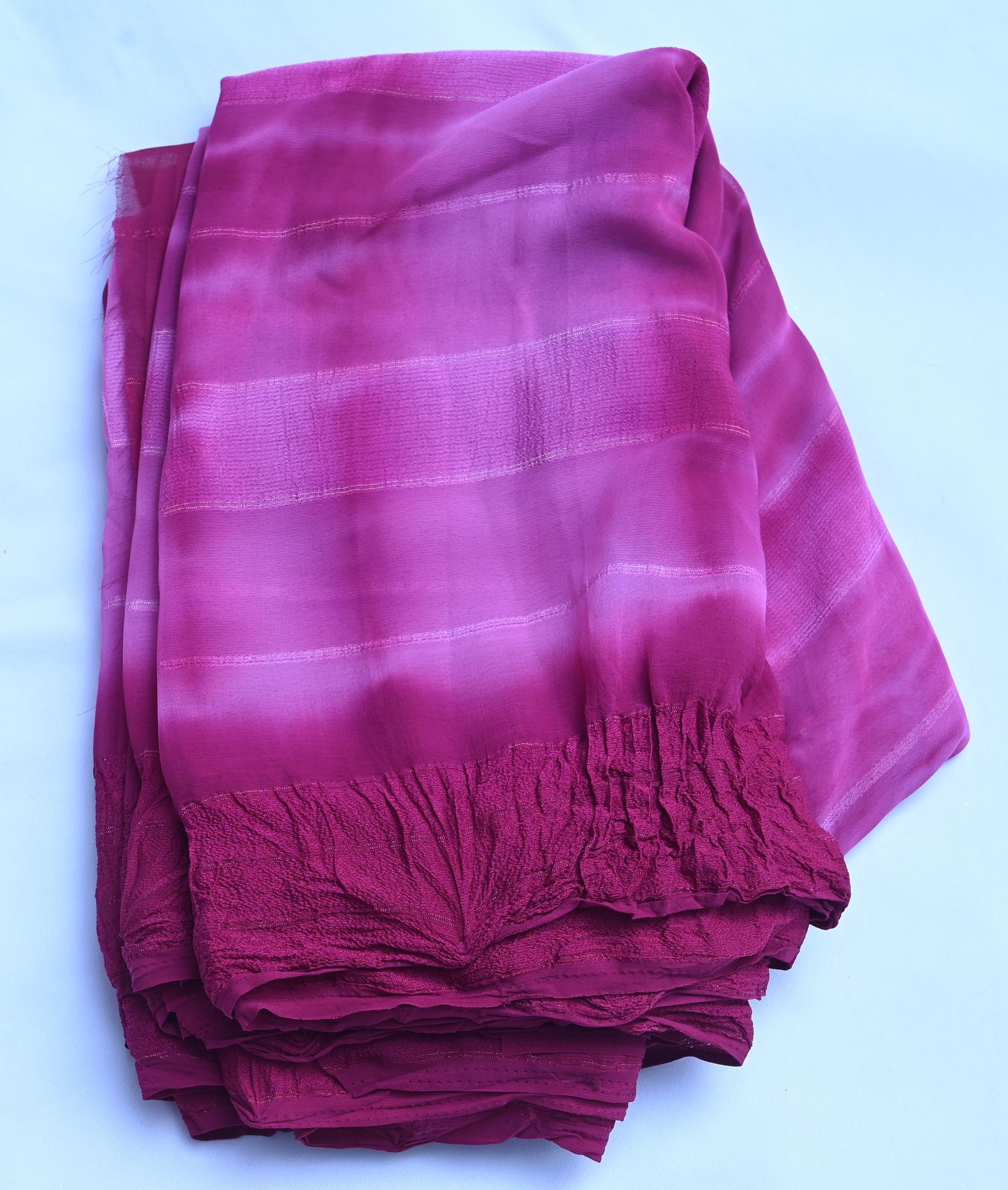 Saritha Sarees Magenta Pink Pure Georgette Saree With Silver Zari Border