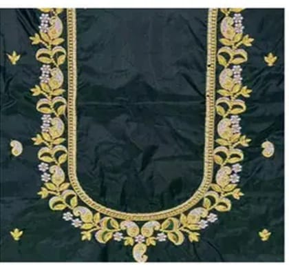 Dark Green embroidered blouse - Un Stiched Blouse - 1 Meter