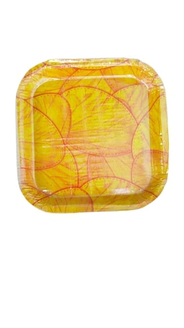 9" Square Paper Plates - Banana Leaves - 8 ct