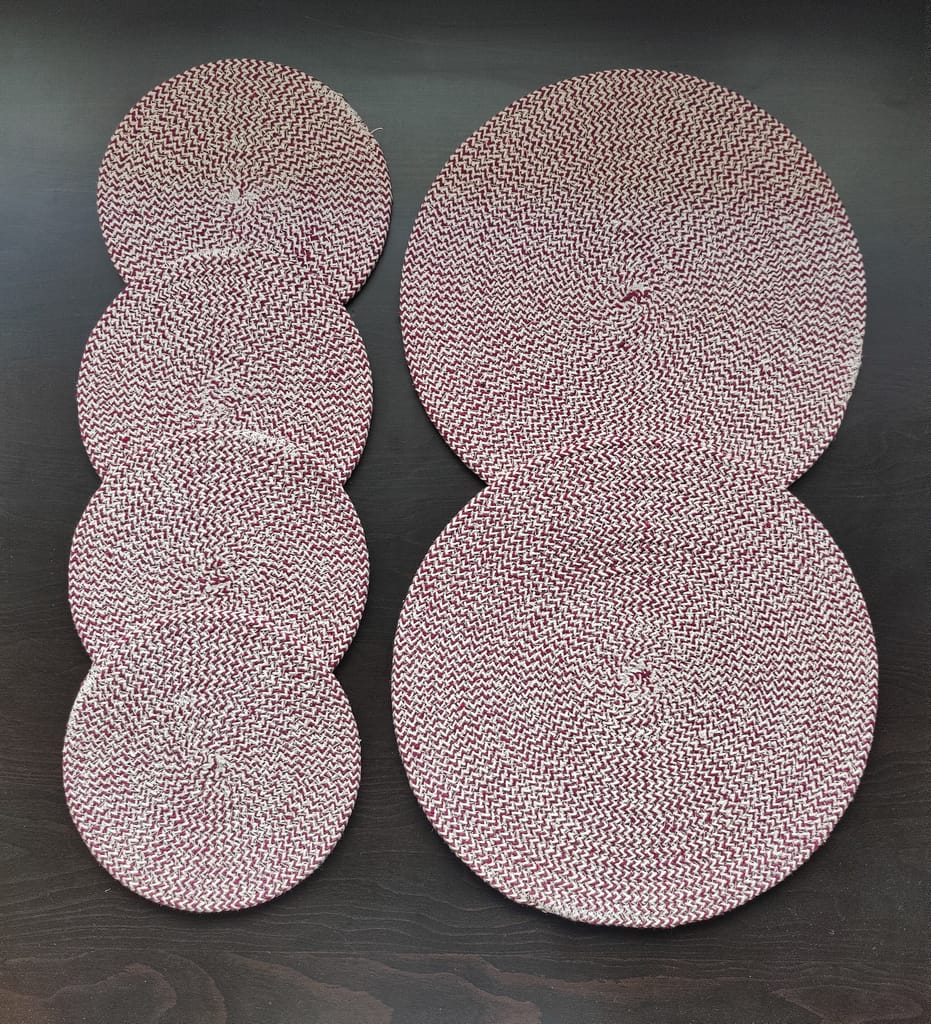Round table mats cotton placemats (pack of 6) | Big Mats  & Hotpads / trivets, Heat Resistant, Reversible Use (Maroon) by Bulky Santa