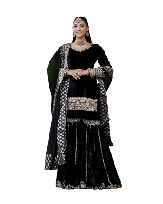 Black Sharara Set Ready to wear indian salwar kameez Dupatta for women anarkali designer pakistani dresses Festival 3 piece Black Sharara Set Ready to wear indian salwar kameez Dupatta for women anarkali designer pakistani dresses Festival 3 piece