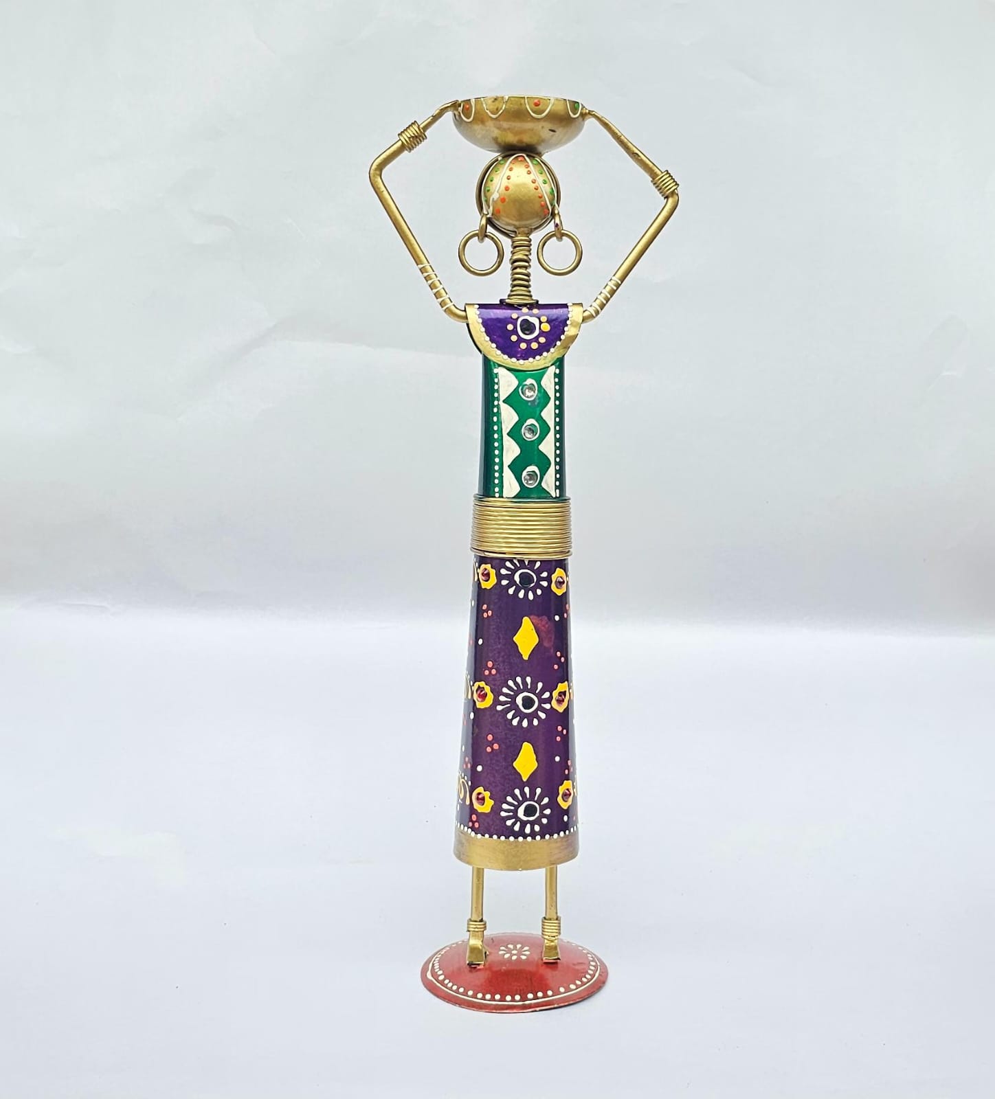 Handcrafted Metal Lady Hand-Painted