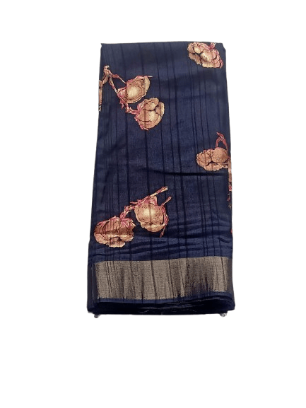 Blue Dola silk With Floral Print