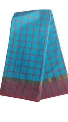 Vani Handlooms Pure cotton Saree- Light Sky Blue colour with blouse piece