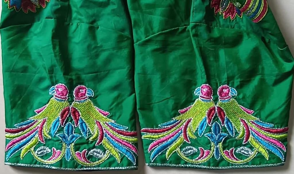Ready Made Green blouse with intricate bird embroidery work