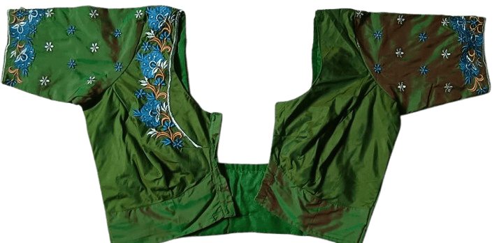 Ready Made Work blouse - Green blouse with intricate embroidery