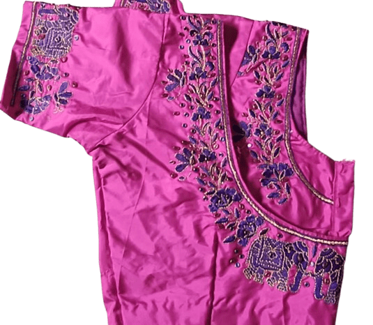 Ready Made Work Blouse with intricate zari and stone embroidery work