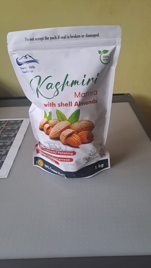 Kashmiri Kagzi Mamra almonds withshells pack of 1kg
