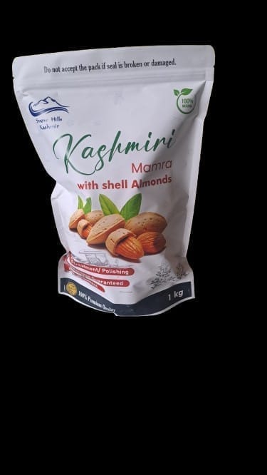 KASHMIRI KAGZI MAMRA ALMONDS WITH SHELL PACK OF 1 KG