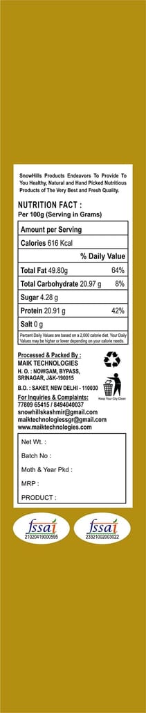 Snow Hills Kashmir Premium Kagzi Mamra Almonds/Badaam (4kg) | Soft & Easy to Break Shell 100% Pure Organically Cultivated Almonds