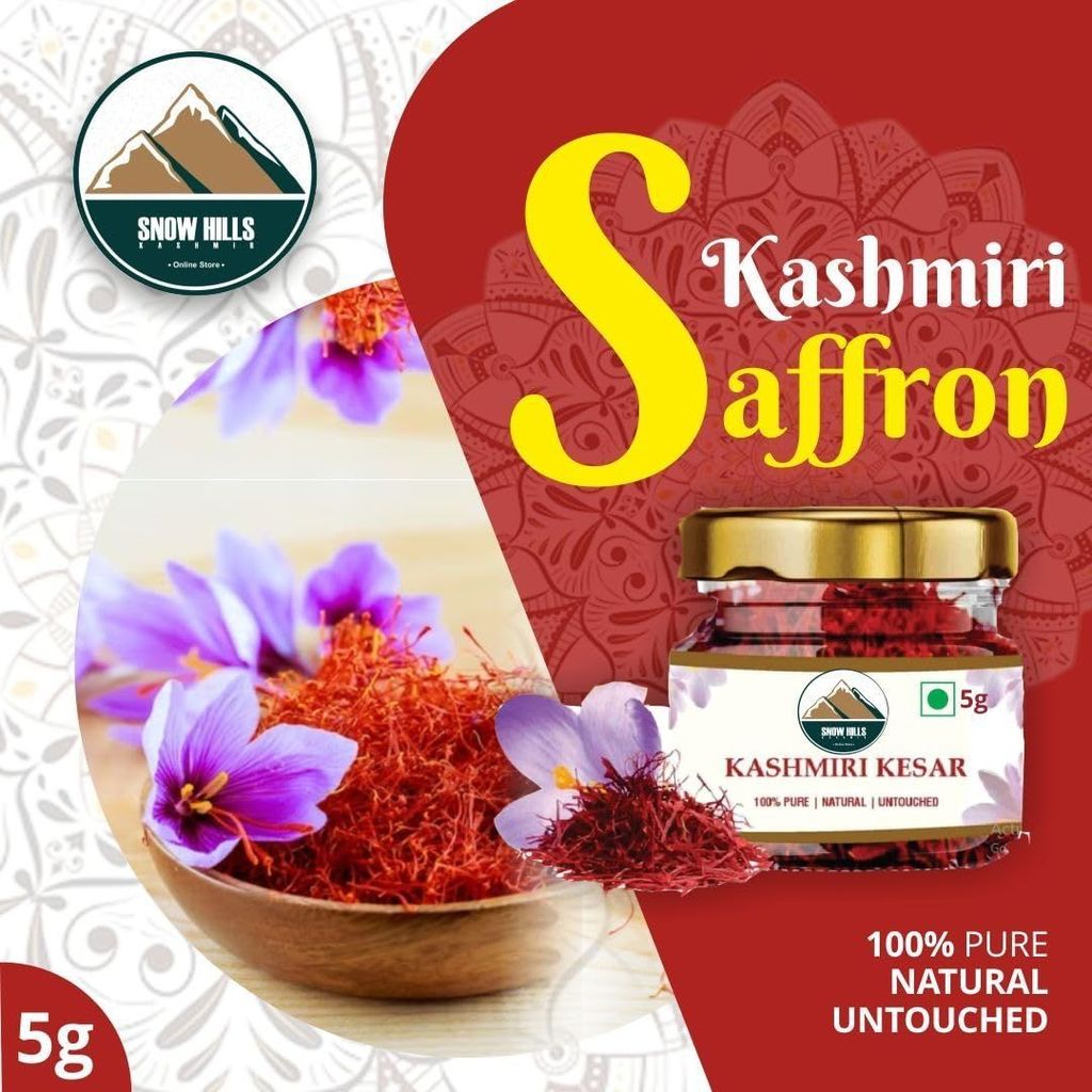 SnowHills Kashmiri Saffron Original Kashmir Lacha Saffron/Kesar/Keshar (1gm) for Biryani,Sweets,Pregnant Women, Improved Health - Skin Care, Beauty and Tilak