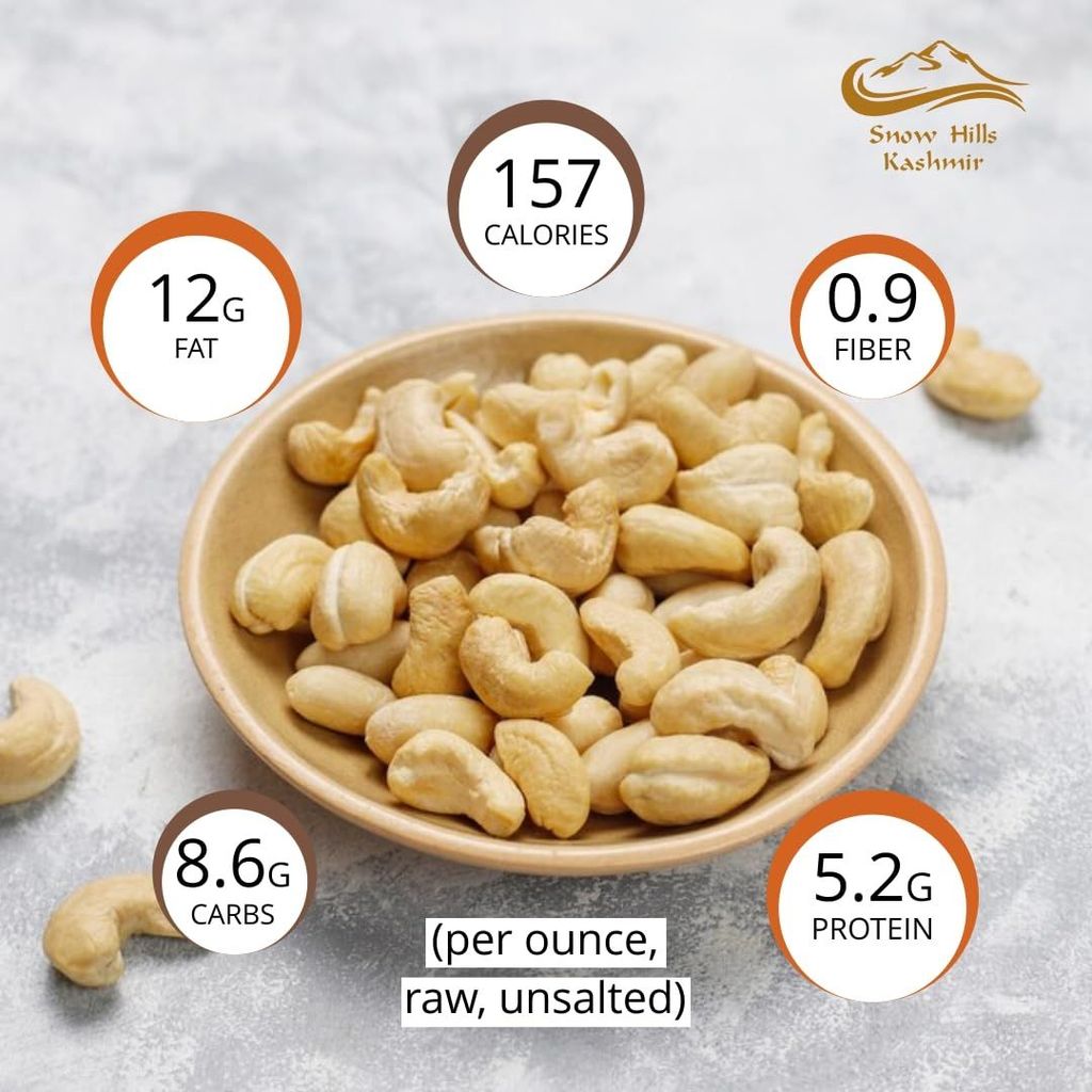 Snow Hills Kashmir Cashew Jar 500 grams Healthy Snacks | Nutritious & Delicious | Gluten Free & Zero Cholestrol | kaju | Premium Whole Cashews | Whole Crunchy Cashews Premium Dry fruits