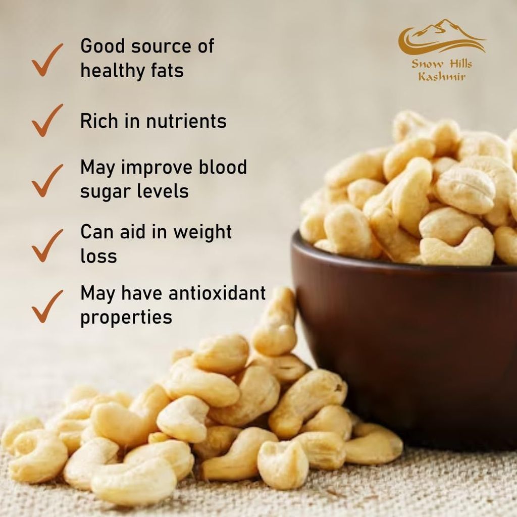 Snow Hills Kashmir Cashew Jar 500 grams Healthy Snacks | Nutritious & Delicious | Gluten Free & Zero Cholestrol | kaju | Premium Whole Cashews | Whole Crunchy Cashews Premium Dry fruits