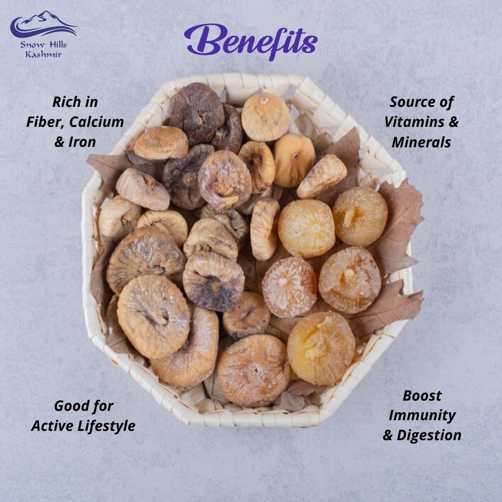 Snow Hills Kashmir Dried Fig Jar 500 grams Anjeer - 500 gram | Dried Figs | Rich Source of Fibre Calcium & Iron | Low in calories and Fat-Free | Premium Dry fruits
