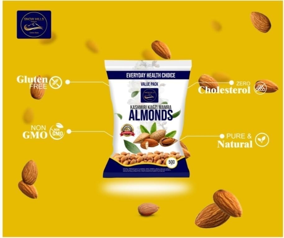 ORGANIC KASHMIRI MAMRA ALMONDS/BADAM (Kashmiri soft shell Mamra Badam) 1kg pack
