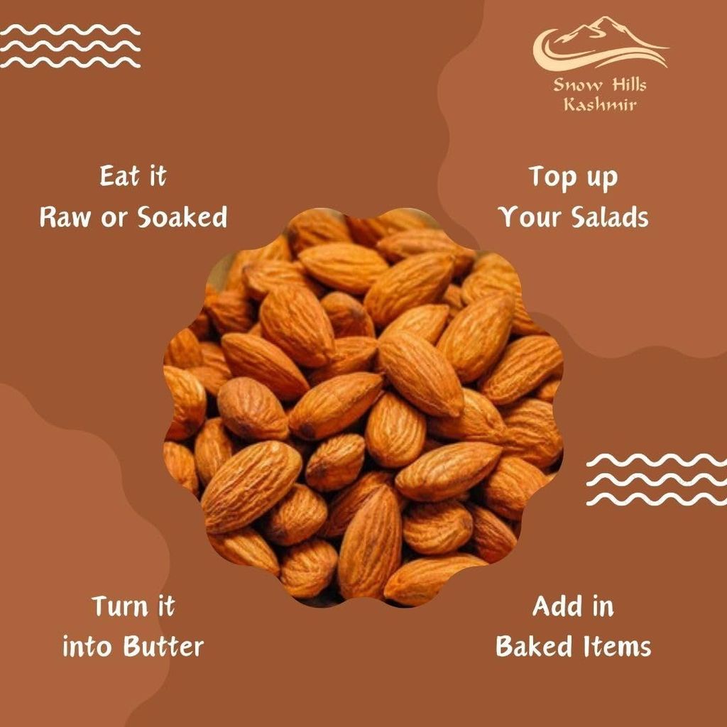 Snow Hills Kashmir Premium Mamra Almonds Giri - 500grams | 100% Pure, Organically Cultivated | High Oil Content, Rich in Antioxidants | Boost Brain Power and Stamina |