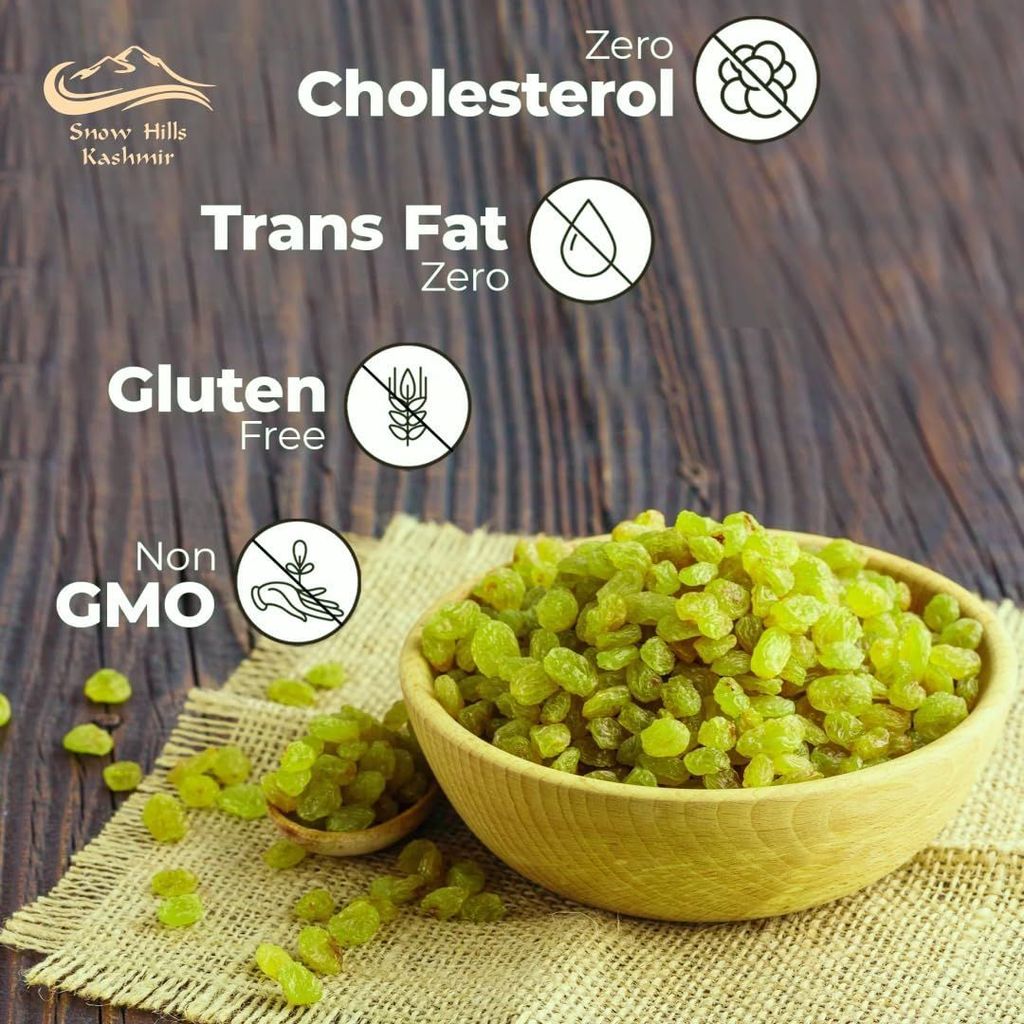 Snow Hills Kashmir Seedless Green Raisins Jar 500 grams Seedless Kishmish Dry fruits | Dry Grapes Kishmish Premium Dry fruits