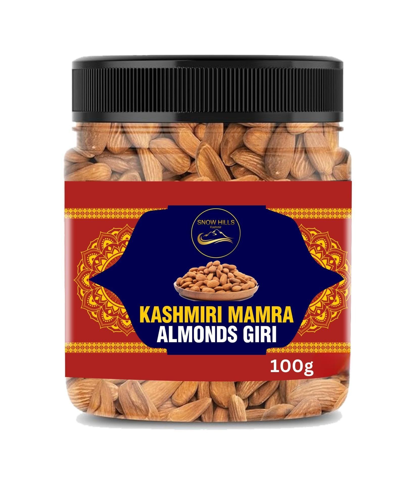 SnowHills Small pack of almonds Giri/badam kernals vacuum pack/pure kashmiri badam/healthy,natural and organic (Without Shell)100gm