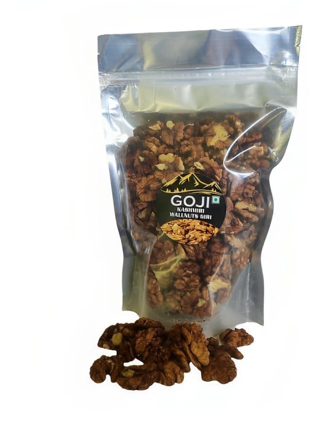 GOJI Walnuts (Akhrot) lite Brown Sasta Kashmiri Shelled Walnut Without Shell in Vacuum Pack (Akhrot Giri) (1Kg) - Sharbati lite Brown