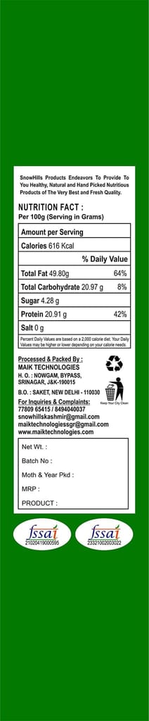 Snow Hills Kashmir Premium Mamra Almonds-500G|100% Pure Almonds With Hard Shell|Organically Cultivated|High Oil Content,Rich In Antioxidants|Enhances Brain Power&Stamina|With Shell,Crack&Enjoy,Dried