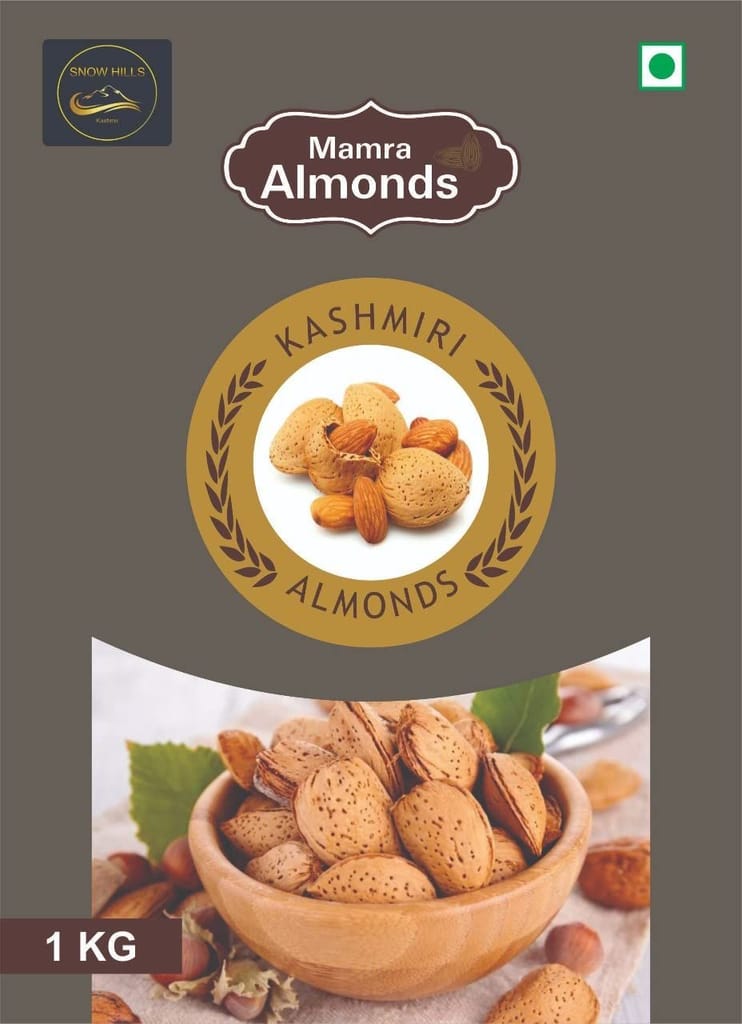 Snow Hills Raw Almonds organic kashmiri Mamra badam with shells (Mamra badam) (1KG)