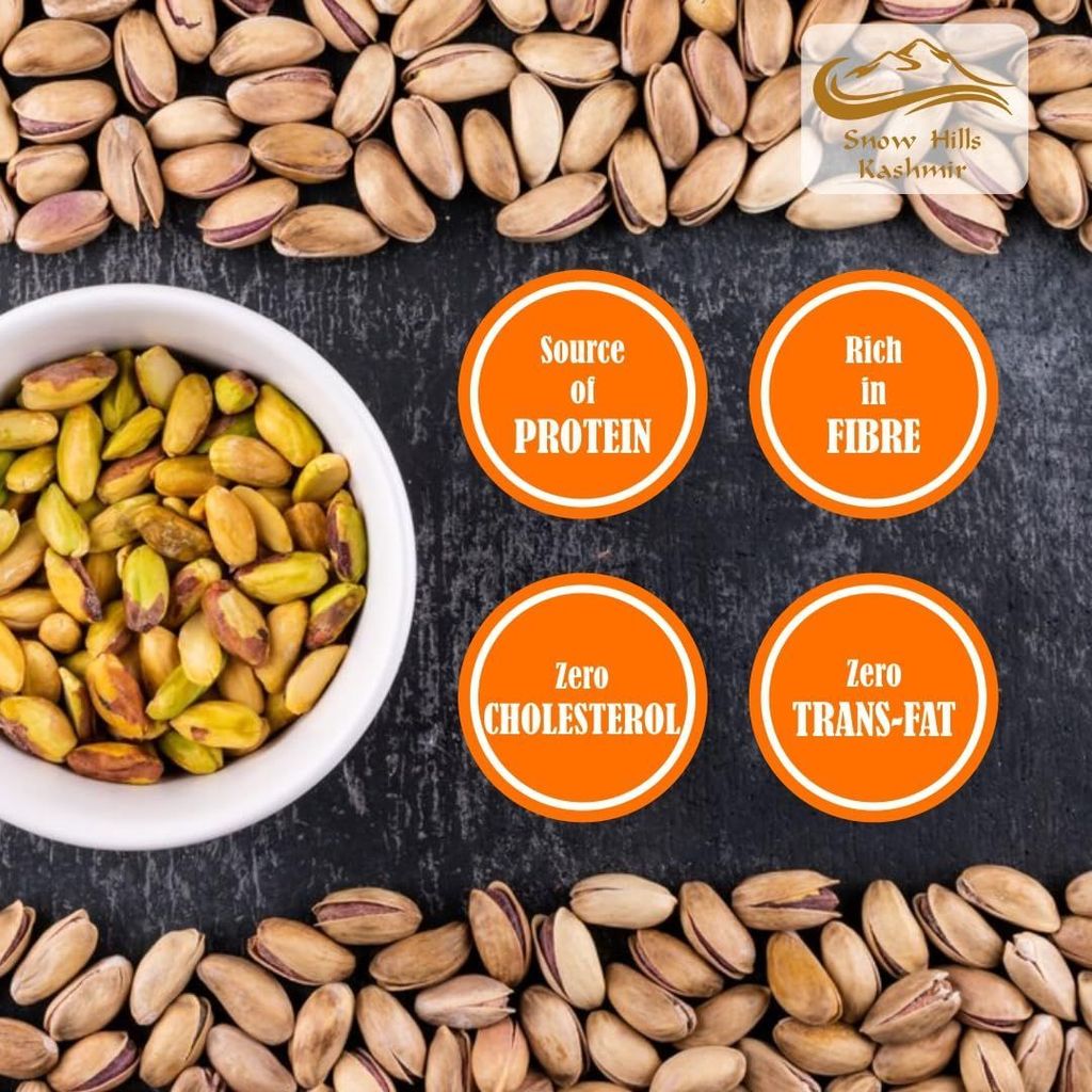 Snow Hills Kashmir Pistachio Jar 500 grams Fresh Whole Pistachios | Salted Pista With Shell | Fresh and Healthy Dry Fruits Salted Pistachios - Gift Pack Premium Dry fruits