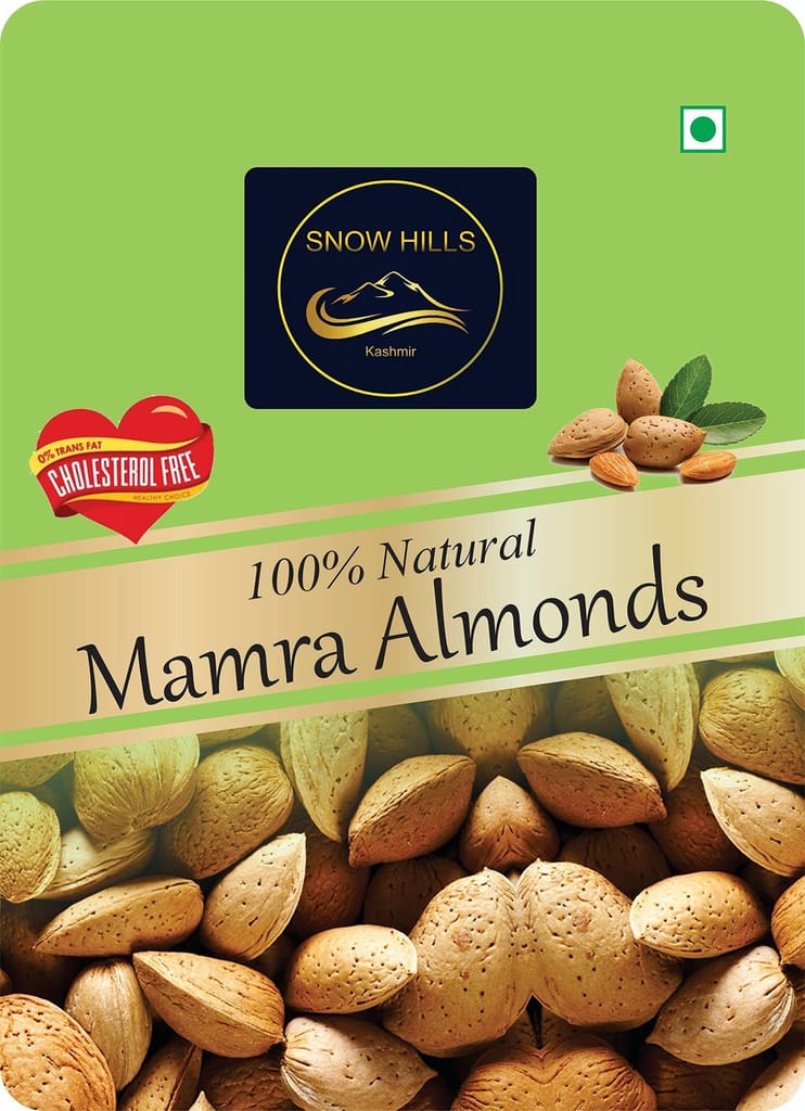 SnowHills 100% organic kashmiri Mamra almonds with shells (Mamra badam) (1Kg)