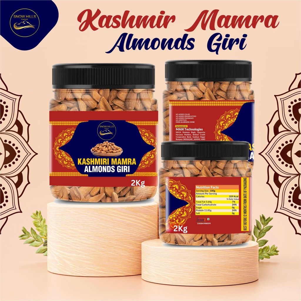 100% Organic Kashmir�s Special Mamra Almonds Giri l (Without Shell) (2kg)